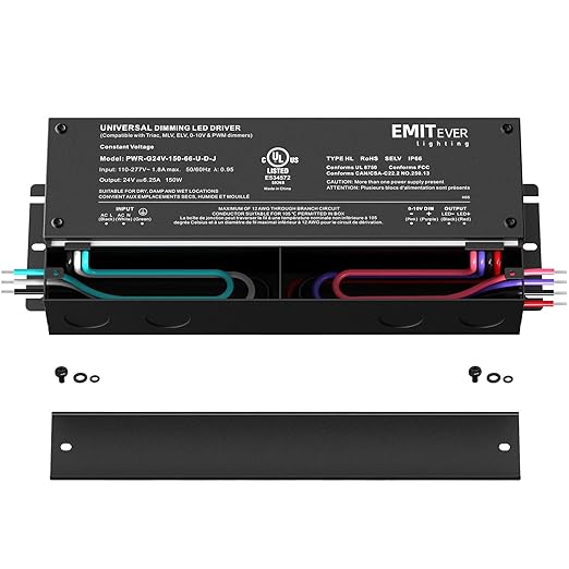 EMITEVER Dimmable Led Driver, 150W AC 110V-277V to DC 24V Transformer, 5-in-1 - Image 2