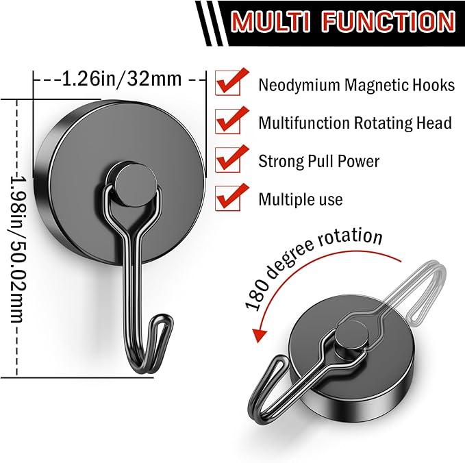 FINDMAG 100lbs+ Magnetic Hooks Heavy Duty, Extra Strong Magnetic Hooks - Image 2
