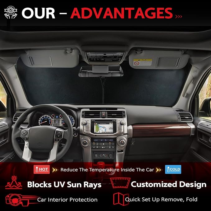 KAYZT Windshield Sun Shade for Toyota 4Runner 2010-2024 4-Runner Foldable - Image 2