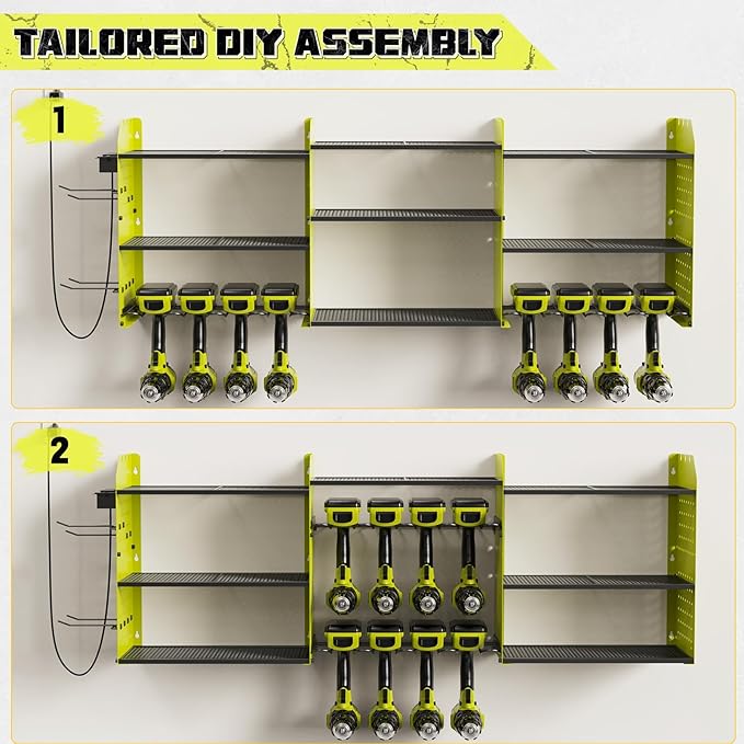 Power Tool Organizer with Charging Station Wall Mount, 3 Layer Expanded Heavy - Image 5