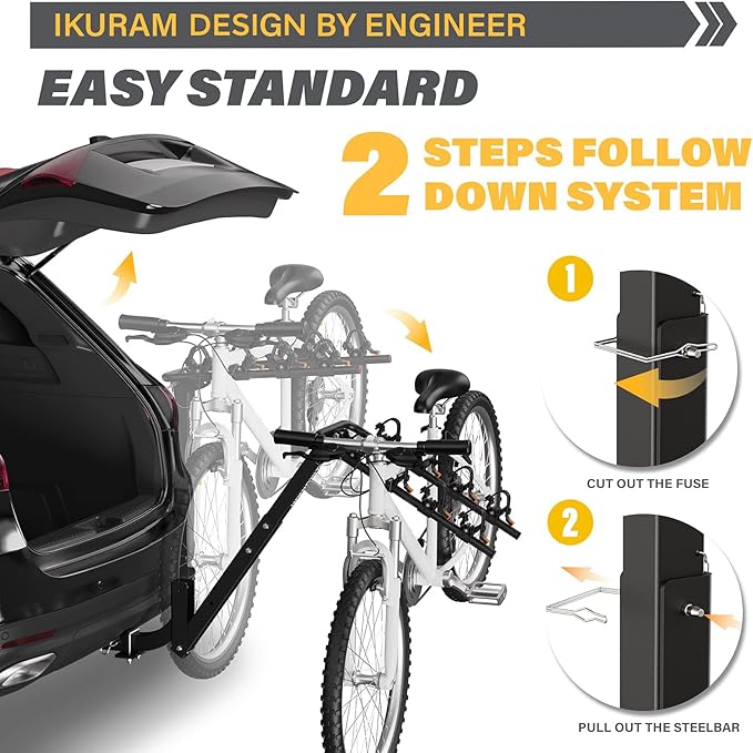 4 Bike Rack Bicycle Carrier Racks Hitch Mount Double Foldable Rack - Image 5