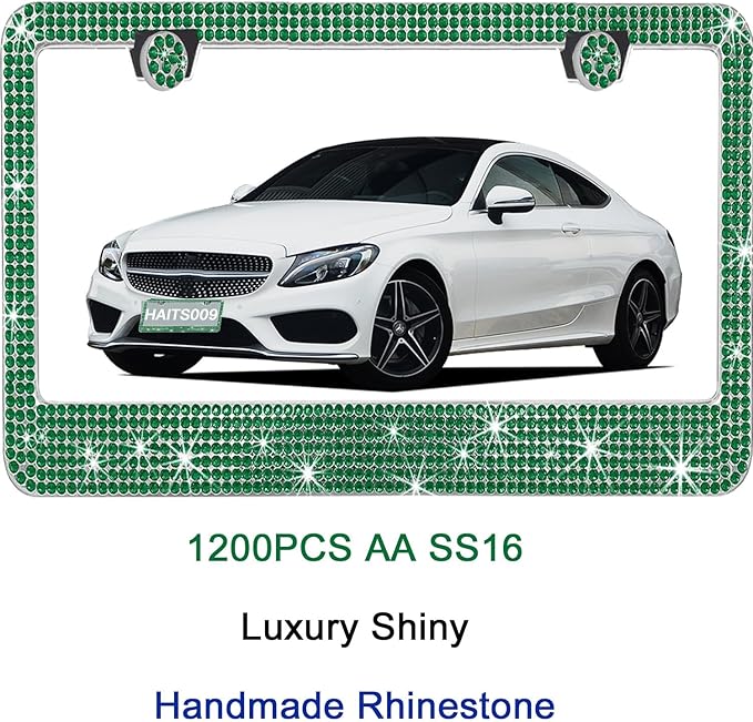 2 Pack License Plate Frames for Women, Sparkly Rhinestone Diamond Car - Image 5