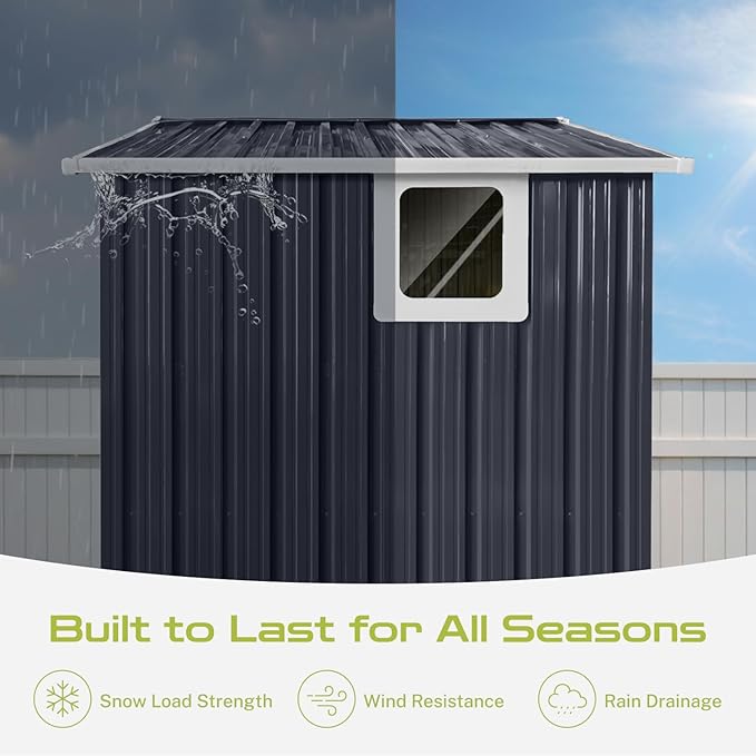 7x4.3 Ft Outdoor Storage Shed, Heavy-Duty Metal Shed - Image 6