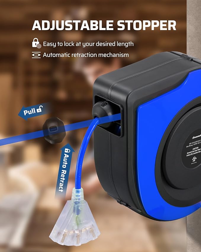 DEWENWILS Retractable Extension Cord Reel, 75 FT Heavy Duty Power Cord - Image 4
