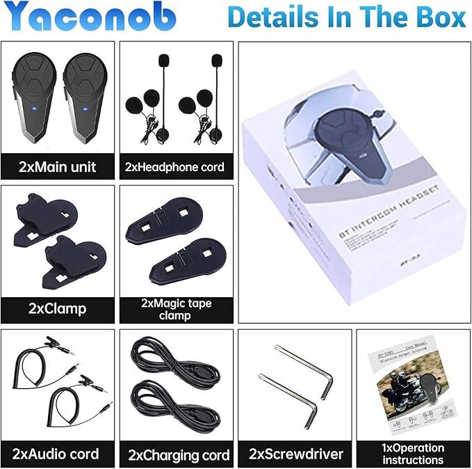 Motorcycle Bluetooth Headset BT-S3NS 1000m Motorcycle Helmet Bluetooth Radio - Image 6