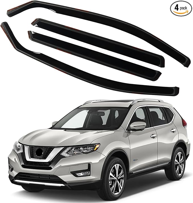 4PCS in Channel Rain Guards for 2014-2020 Nissan Rogue S SV SL, Durable Window by CHYKORLA