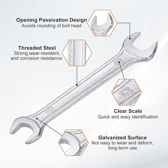 HARFINGTON 5pcs Double Open End Wrench 11mm x 13mm Metric 15 Degree Offset - Image 4