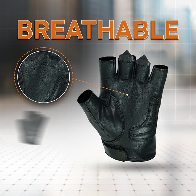 Daniel Smart Men's Motorcycle Leather Gloves - Image 6