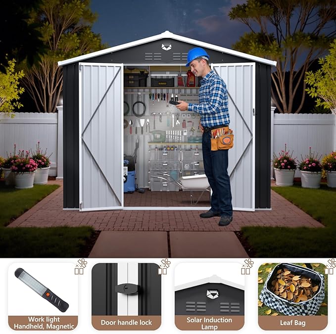 10x8 FT Outdoor Storage Shed, Metal Garden Shed - Image 2