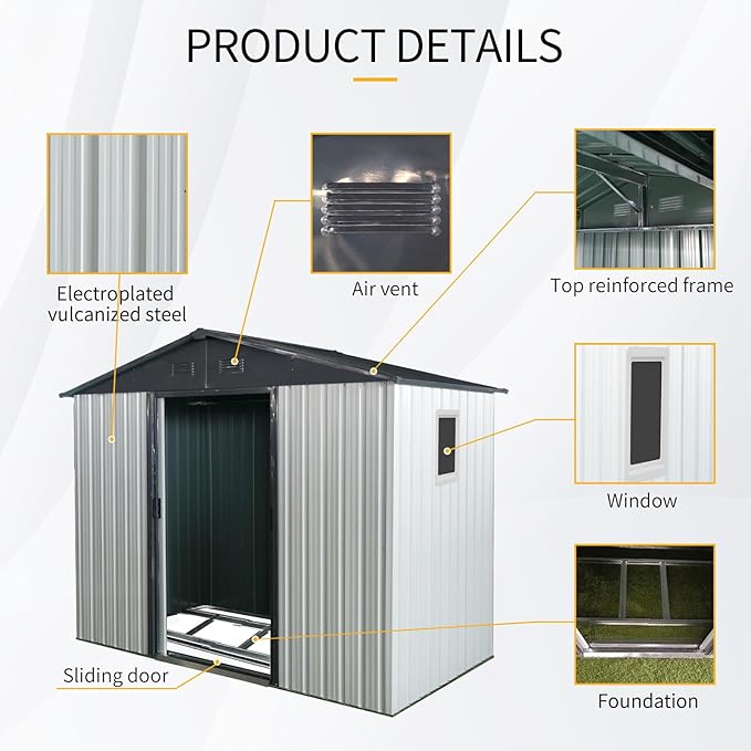 4x8 FT Outdoor Storage Shed, Metal Garden Shed - Image 3