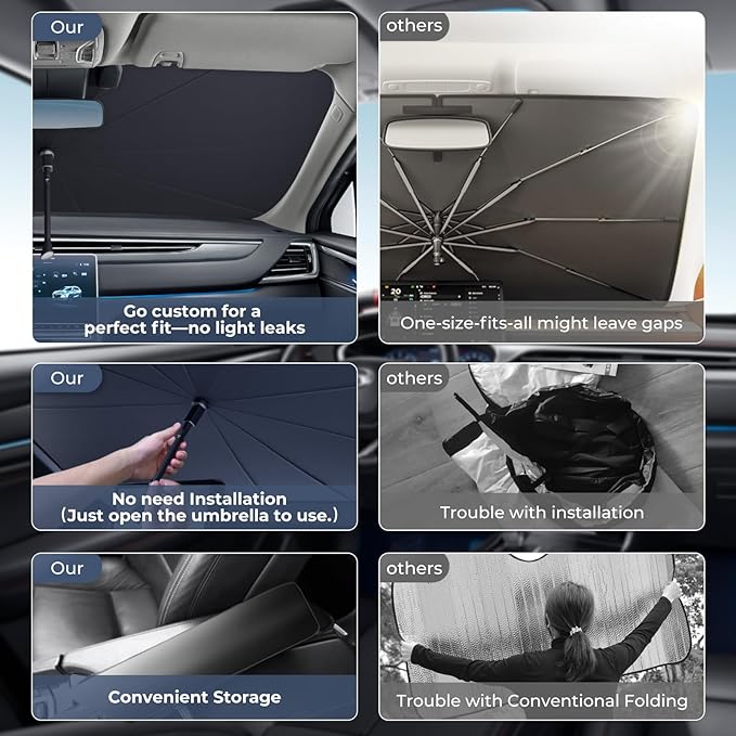 Windshield Sun Shade Umbrella: for Nissan Rogue/Rogue Platinum 2021 2022 2023 - Image 4