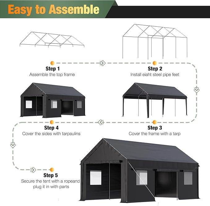 Polar Aurora Carport, 12x20 FT Heavy Duty Carport - Image 5