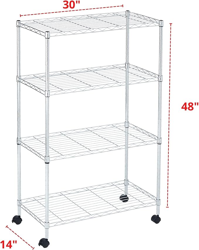 Heavy Duty 4 Tier Wire Shelving Unit Storage Rack, Metal Shelves Utility - Image 3