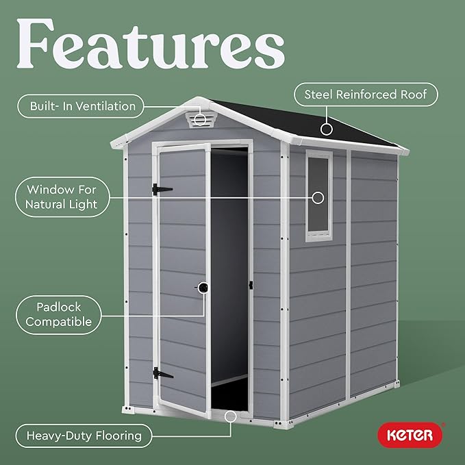 Keter Manor 4x6 Resin Outdoor Storage Shed Kit-Perfect to Store Patio Furniture - Image 3