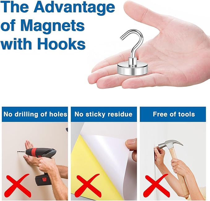 LOVIMAG Magnetic Hooks for Cruise Cabins, 110lbs Magnetic Hooks for Classroom - Image 5