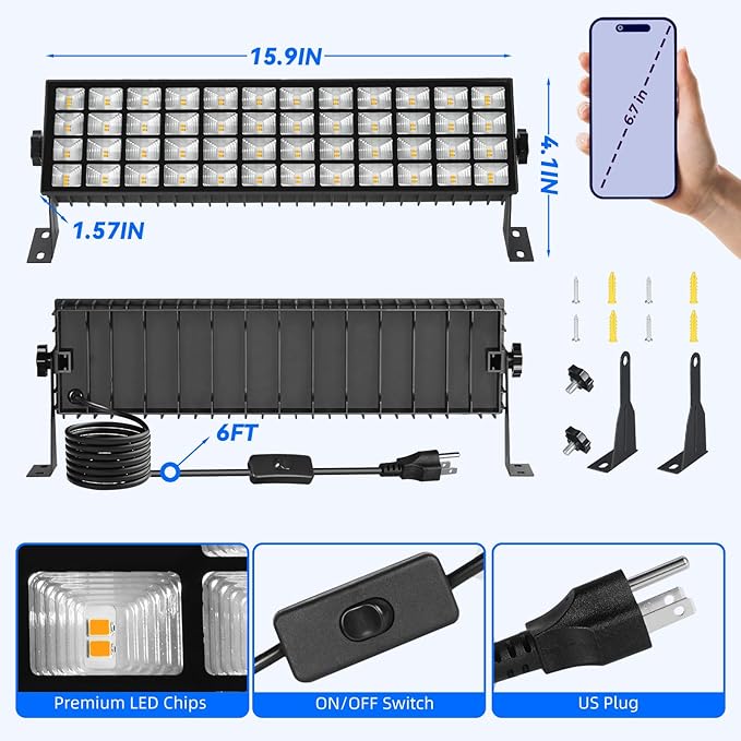 100W LED Shop Light, 11000LM 3000K Warm White Plug in Garage Light - Image 7
