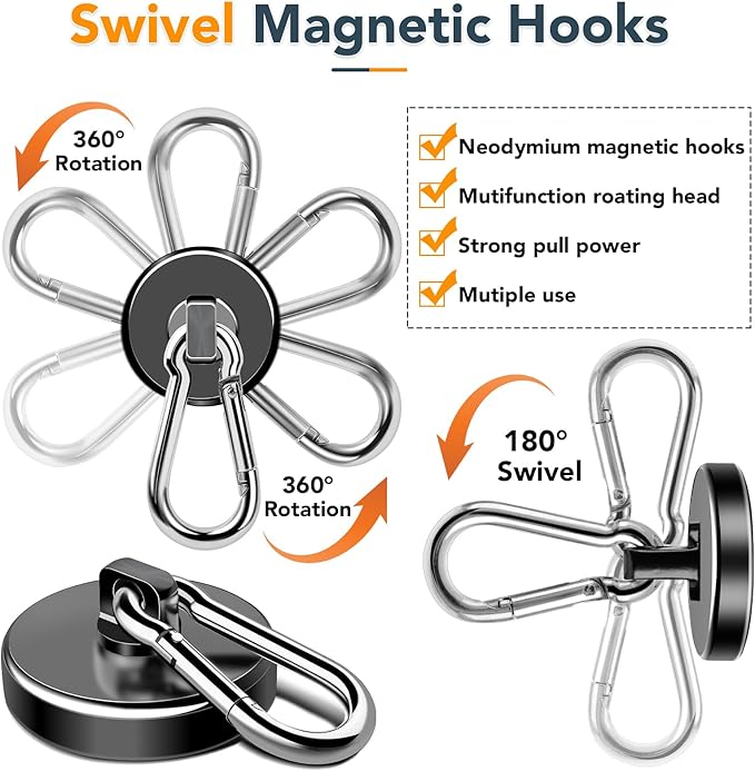 MIKEDE Magnetic Hooks, 150LB Neodymium Magnets Heavy Duty - Image 5