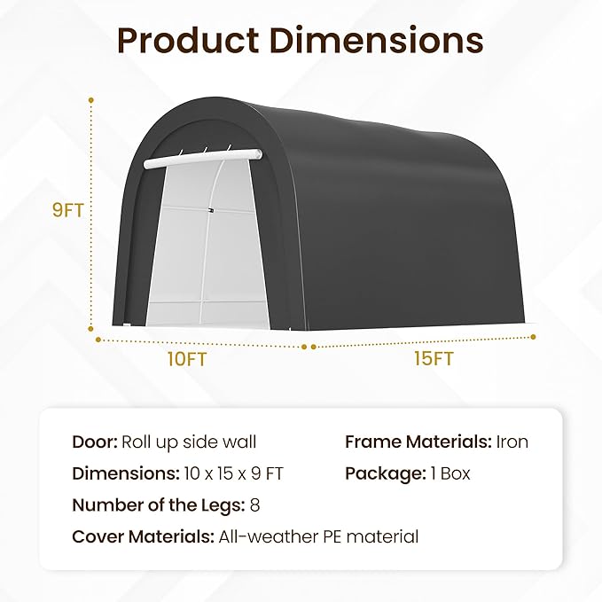 Kiss the Water Carport, Round Portable Garage, Steel Heavy Duty Carport - Image 3