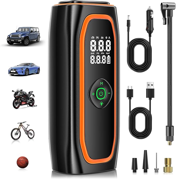 Tire Inflator Portable Air Compressor, 220PSI Air Pump by syvenies