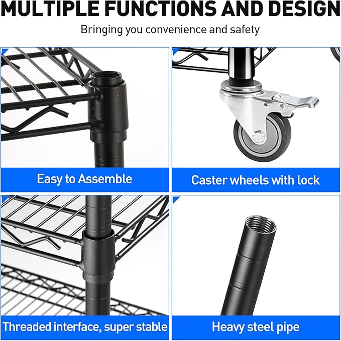 5 Tier Wire Shelf Shelving Unit, Heavy Duty Garage Storage Shelves - Image 6