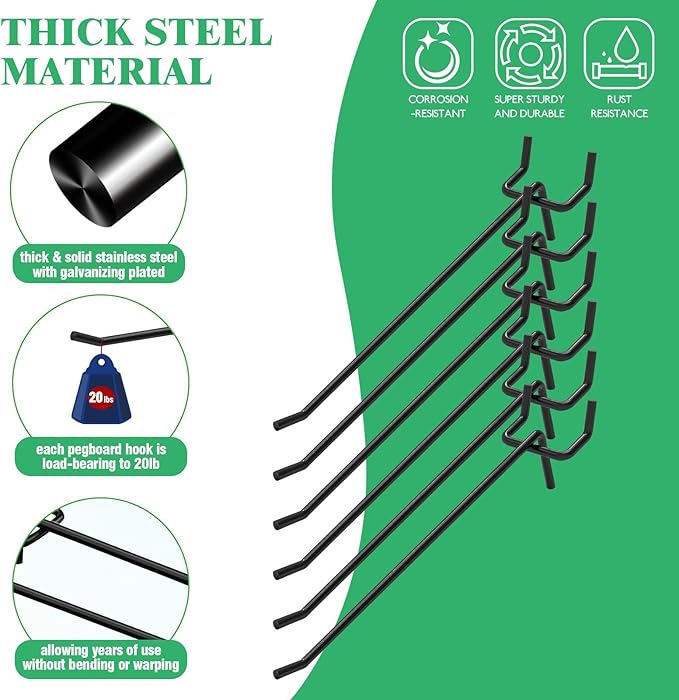 50Pcs 6"/15CM Pegboard Hooks Assortment Set, Metal Peg Board Hooks - Image 3