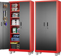 Garage Storage Cabinet with Pegboard and 5 Adjustable Shelves, Tool Storage by SUXXANFurniture