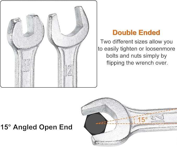 HARFINGTON 2pcs Double Open End Wrench 6mm x 7mm Metric 15 Degree Offset Angle - Image 5