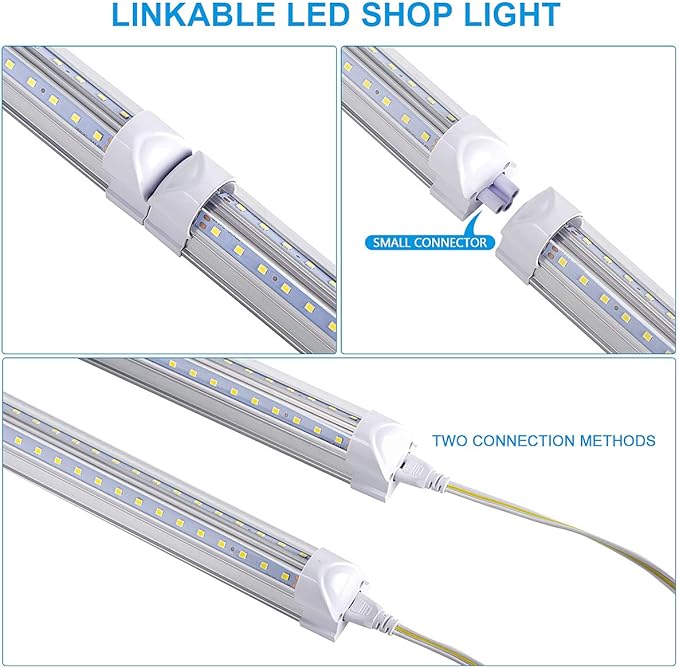 4 Pack, Led Shop Lights, 8FT Led Shop Light, 100W 6000K 15000LM Clear White - Image 3