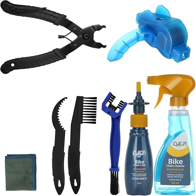 Bike Cleaning Kit including chain cleaner, chain brush, maintenance tool by LOQOMI