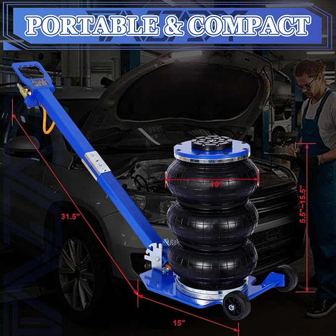 3T Triple Bag Air Jack 6600lbs Pneumatic Jack 3s Fast Lift Up 16in Airbag Jack - Image 7