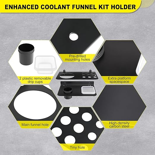 Coolant Funnel Kit Holder Storage Rack Includes 2 Plastic Removable Drip Cups - Image 6