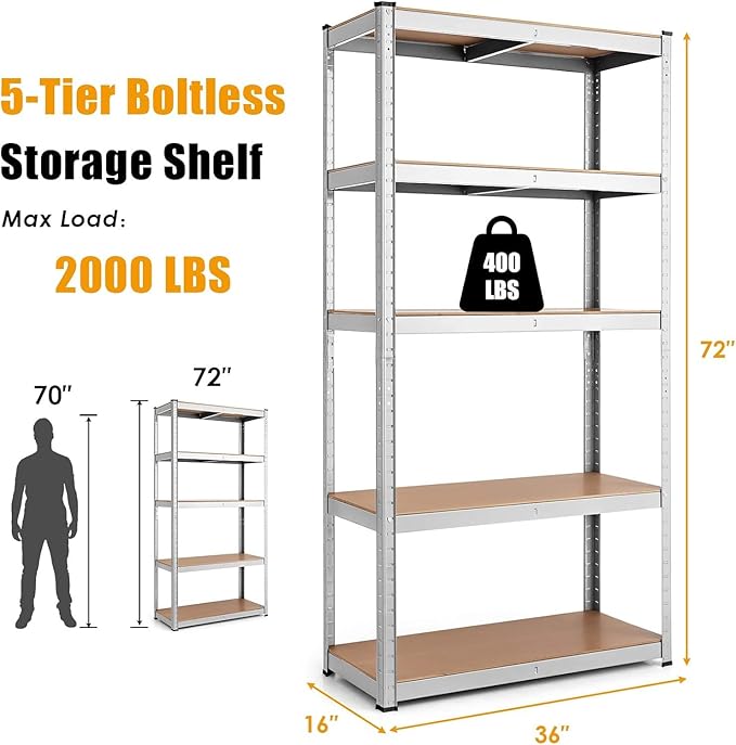ERGOMASTER 5 Tiers Steel Shelves - Image 2
