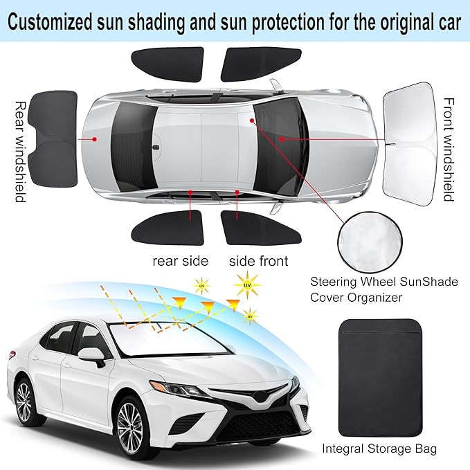 TINGLU Window Shades for Toyota Camry 2018-2024 Accessories Car Side Full - Image 3
