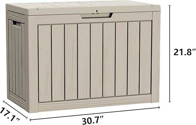 45 Gallon Lockable Resin Deck Box, Waterproof & UV-Resistant Outdoor Storage Box - Image 2