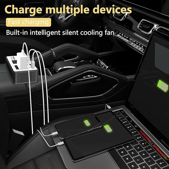 300W Car Power Inverter 12V to 110V，PiSFAU DC to AC Car Plug in Adapter Outlet - Image 2