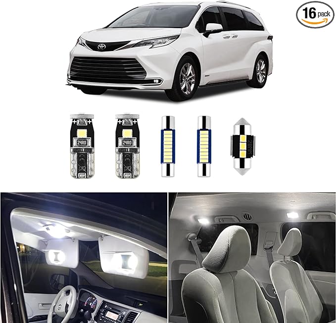 16 Pcs Super Bright 6000K White LED Interior Light: Bulbs Kit Package by EASYEAGLE