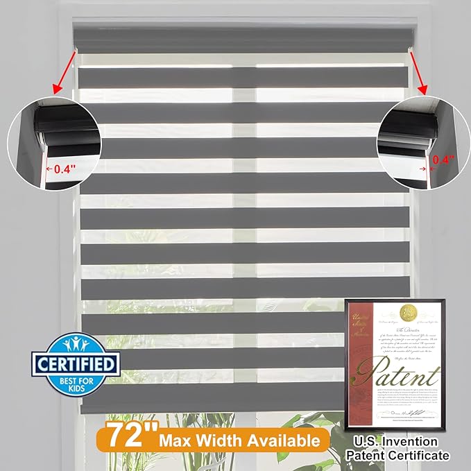 Persilux Cordless Zebra Shades Free-Stop Window Shades Dual Layer Light Control - Image 4
