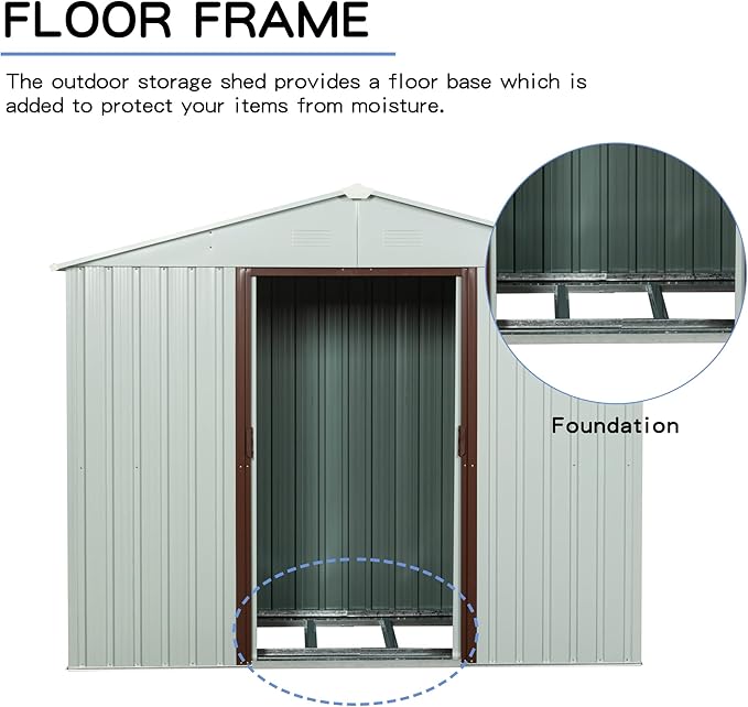 4x8 FT Outdoor Storage Shed, Metal Garden Shed - Image 4