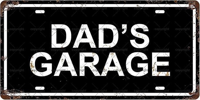 DAD'S GARAGE Space Vintage Metal Tin Sign License Plate Bar Cafe Garage Cave by Unknown