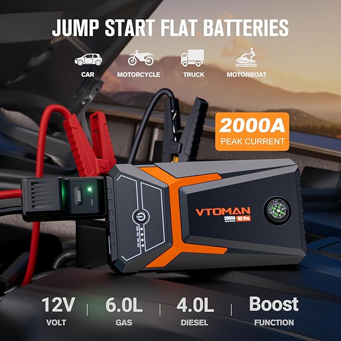 VTOMAN V3 Pro 2000A Jump Starter, Car Battery Jumper Starter Portable - Image 2