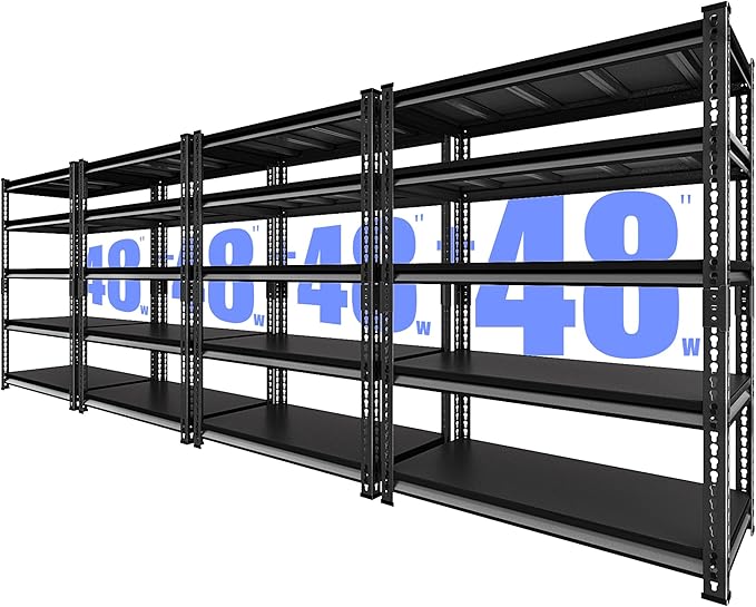 48" W Heavy Duty Garage Shelving, 5-Tier Metal Industrial Shelves, 3000LBS Loads - Image 8
