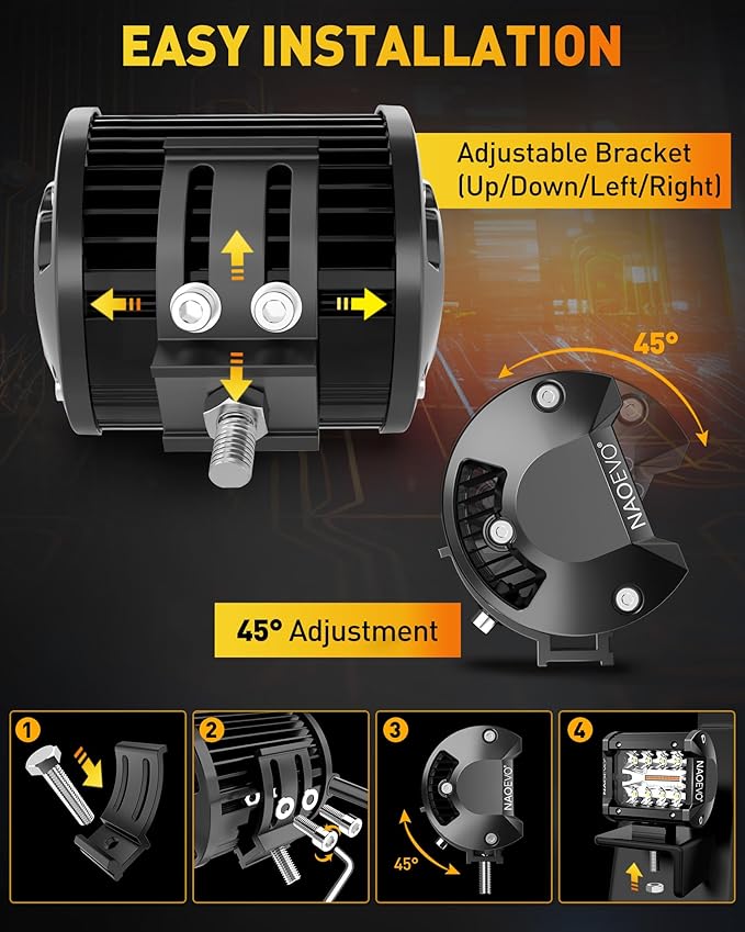 NAOEVO 4 Inch LED Pod Lights, Spot Flood LED Fog/Driving/Off Road Lights - Image 9