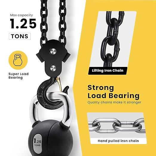 SPECSTAR Hand Chain Hoist 1 Ton 2200 Lbs Capacity 10 Feet - Image 3
