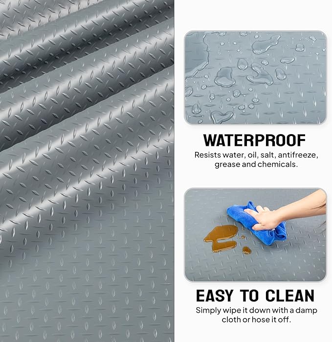 TUFFIOM 7'87'' x 22 FT Garage Floor Mat, Thickened Diamond Plate PVC Garage - Image 3