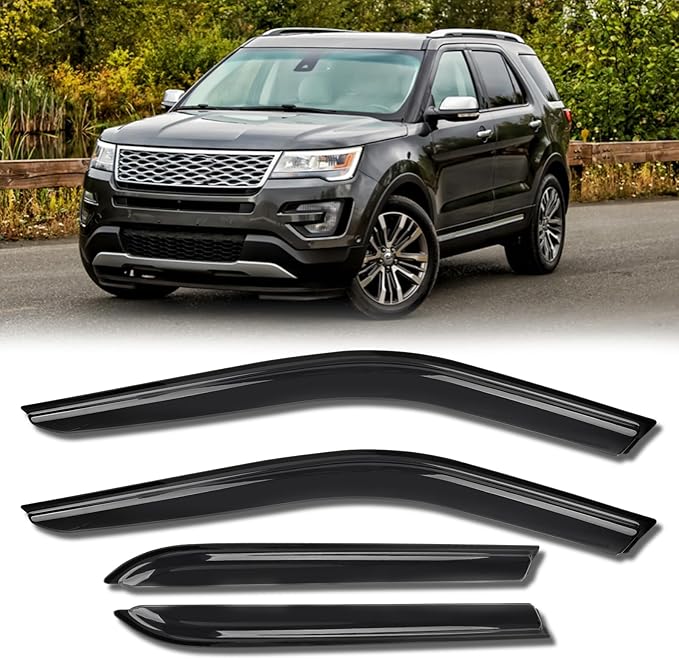Rain Guards for Car Windows, Tape-On Window Visors Rain Guards Fit for Ford by KYX