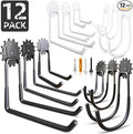 Garage Hooks Black & White 12 Pack, Heavy Duty Steel Tool Storage Utility Hook by Vehookin