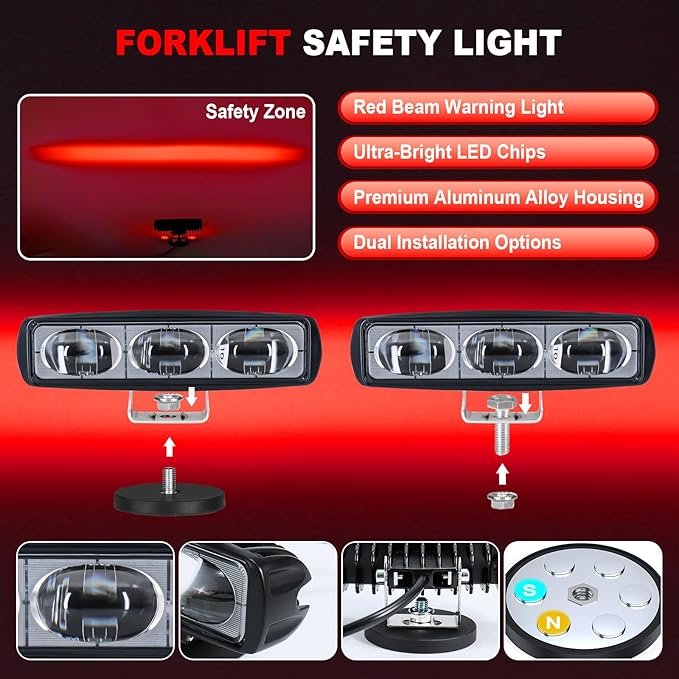 2Pcs Forklift Safety Light Red, 30W Straight Line Forklift and AGV Safety - Image 3