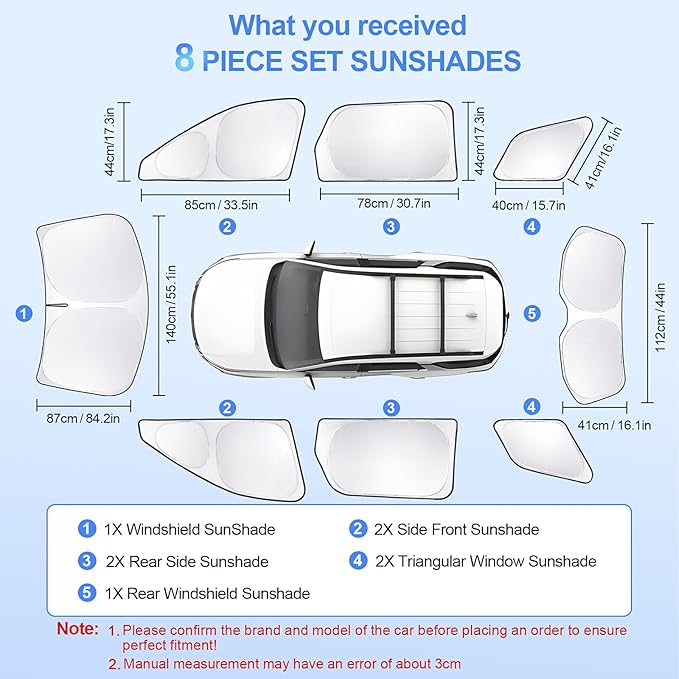8pcs Car Window Shades for Nissan Pathfinder2022-2025 Accessories, Windshield - Image 7