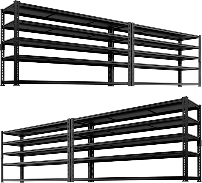 Storage Shelves Heavy Duty 4 PCS, 5-Tier Adjustable Metal Industrial Utility by ROOMTEC