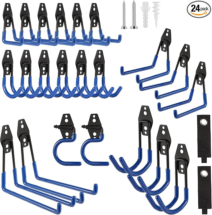 Garage Hook Heavy Duty Wall Storage Hangers, 24 Pack Garage Storage Hooks Steel by Unknown